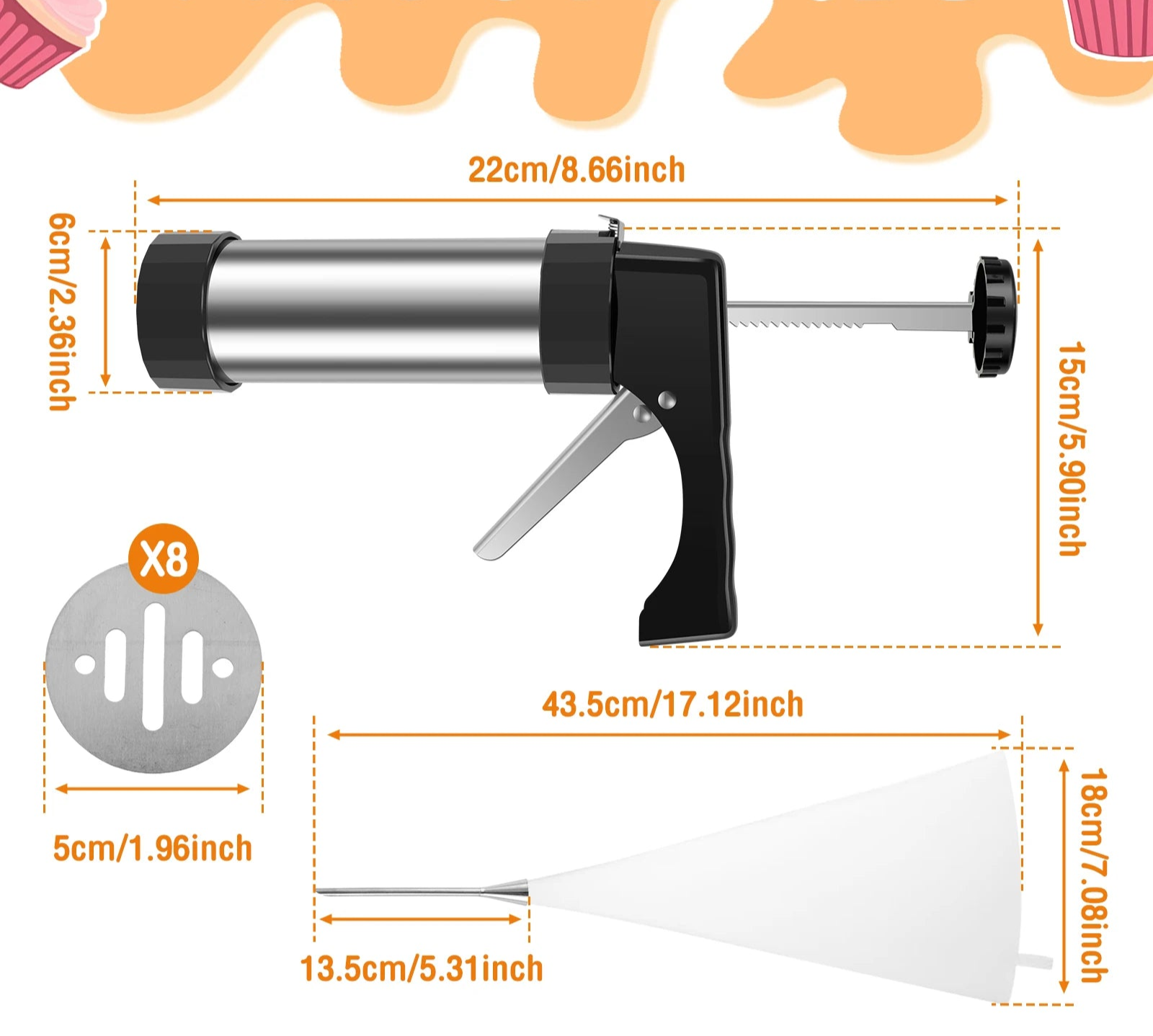 Pistolet à Pâtisserie Multifonction – Churros & Biscuits Inox - Ustensile de chef