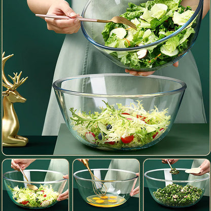Bol en verre 4,45L Ø27cm – Transparent, solide, micro-ondes