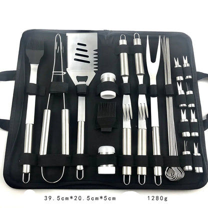 Kit d'Outils de Barbecue en Acier Inoxydable – Résistant à la Chaleur et Facile à Nettoyer, Pour 1 à 5 Personnes - Ustensile de chef