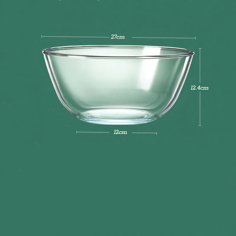 Bol en verre 4,45L Ø27cm – Transparent, solide, micro-ondes