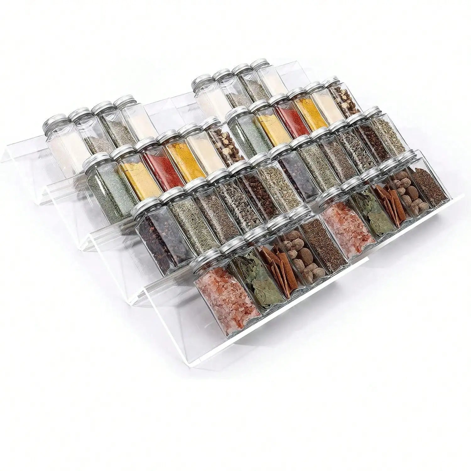 Organisateur de tiroir pour épices en acrylique – Rack à épices incliné pour une lecture facile, disponible en clair et noir - Ustensile de chef