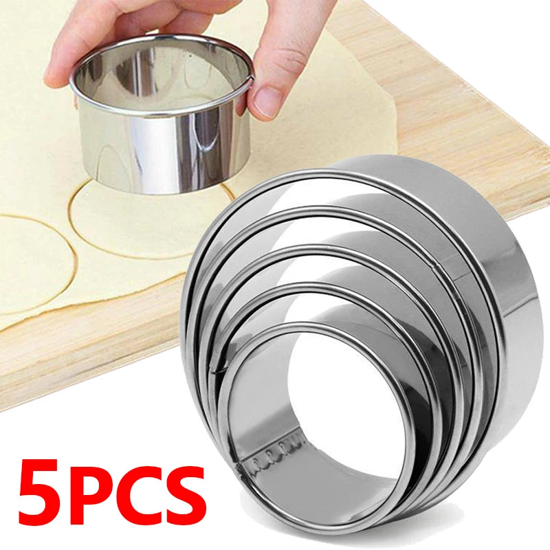 Set de 5 Moules Ronds en Acier Inoxydable pour Biscuit, Pâtisserie et Cookies – Tailles Variées 3.5cm à 7cm – Outils de Cuisine Multifonctions - Ustensile de chef