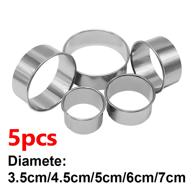 Set de 5 Moules Ronds en Acier Inoxydable pour Biscuit, Pâtisserie et Cookies – Tailles Variées 3.5cm à 7cm – Outils de Cuisine Multifonctions - Ustensile de chef