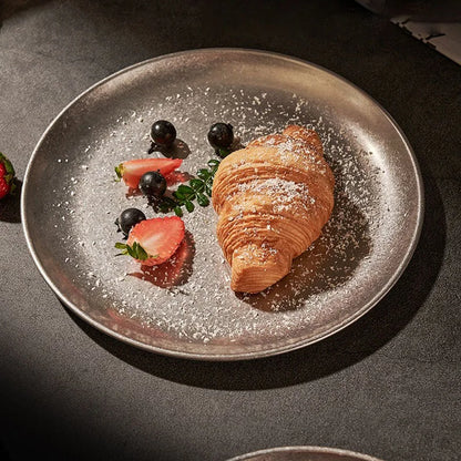 Assiette inox 304 rétro – Vaisselle industrielle chic