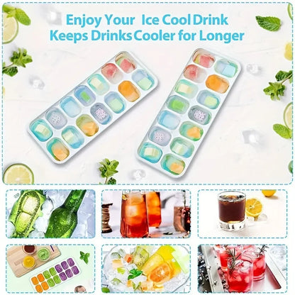 Moule à Glaçons 4PCS en Silicone avec Couvercle Anti-Fuite – 14 Glaces Faciles à Démouler – Écologique & Réutilisable - Ustensile de chef