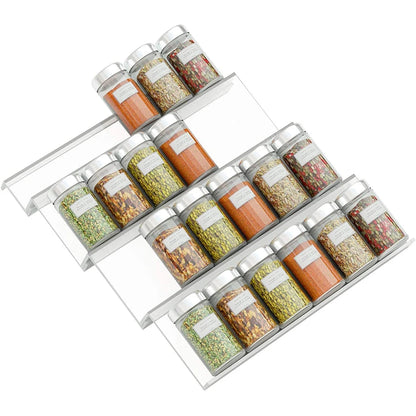 Organisateur de tiroir pour épices en acrylique – Rack à épices incliné pour une lecture facile, disponible en clair et noir - Ustensile de chef