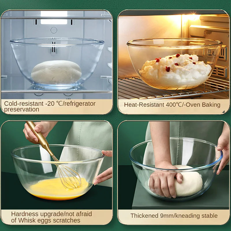Bol en verre 4,45L Ø27cm – Transparent, solide, micro-ondes