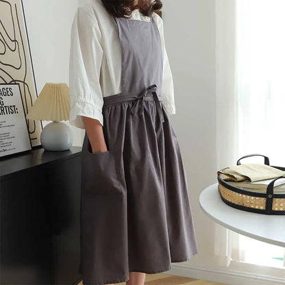Tablier Long Imperméable en Coton – Élégant, Croisé dans le Dos