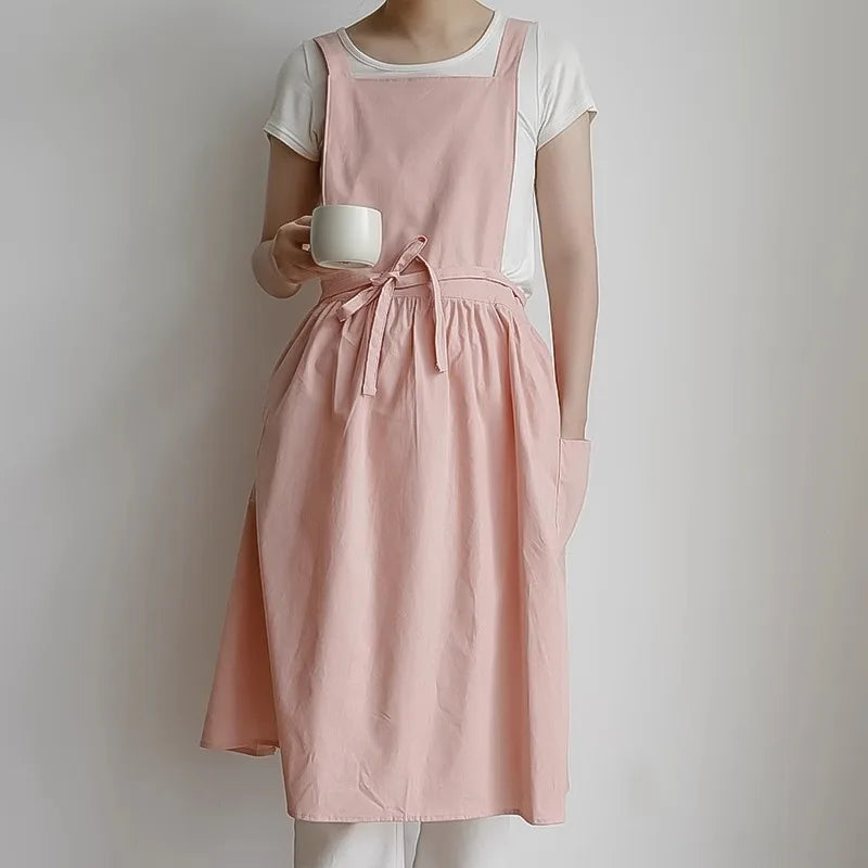 Tablier Long Imperméable en Coton  Rose 