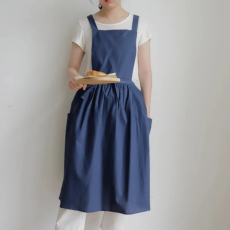Tablier Long Imperméable en Coton – bleu