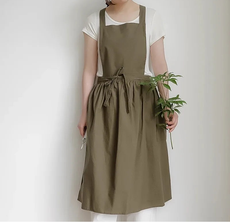 Tablier Long Imperméable en Coton – vert foncé