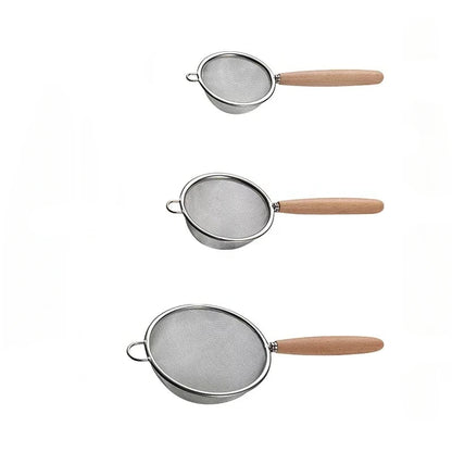 Tamis de Cuisine en Inox 304 avec Poignée en Bois