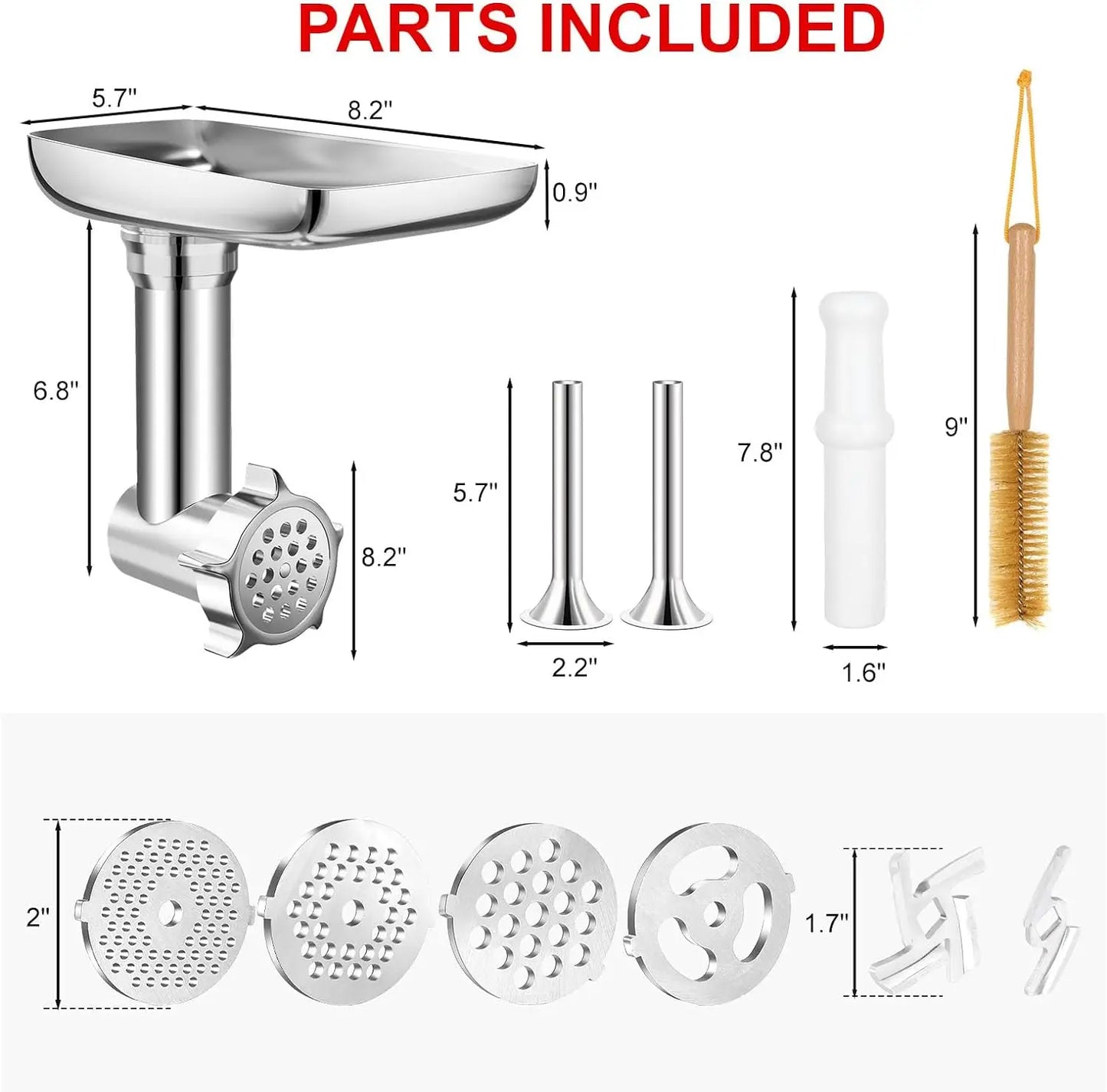 Accessoire Multifonction pour Hachoir Métal pour KitchenAid avec pièces incluses pour hacher facilement les aliments