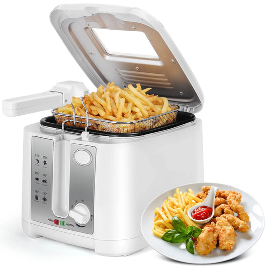 Friteuse électrique 2,5 L Puissante et facile avec panier, frites croustillantes et poulet frit