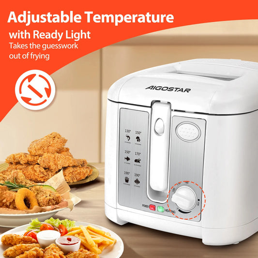 Friteuse électrique 2,5 L Puissante et facile avec réglage de température et voyant lumineux