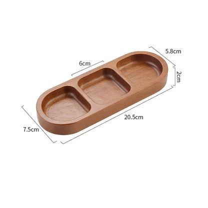 Coupelles en Bois Naturel – Écologiques plateau à trois compartiments en bois 20,5 cm pour apéritifs et condiments