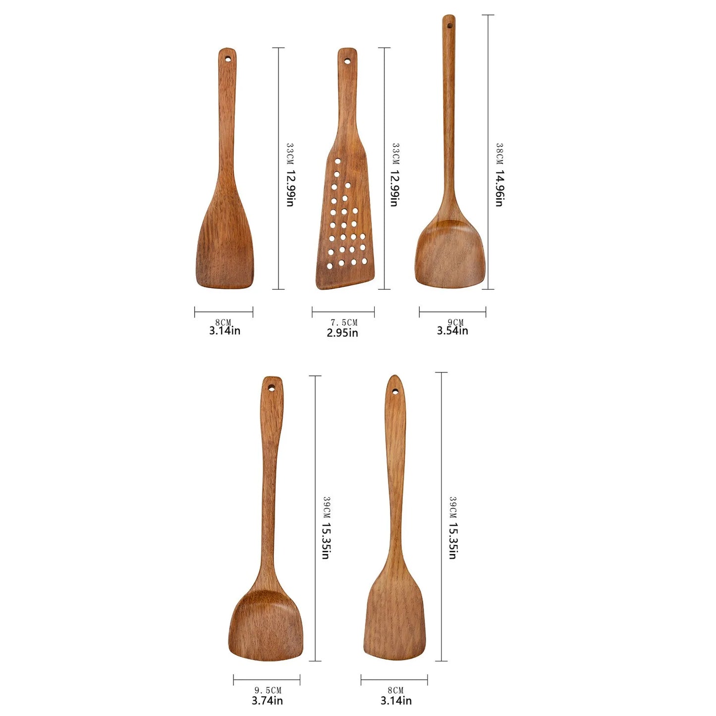 Ustensile de Cuisine en Bois – Cuillère ou Spatule Écologique lot de 5 ustensiles en bois naturel pour cuisson