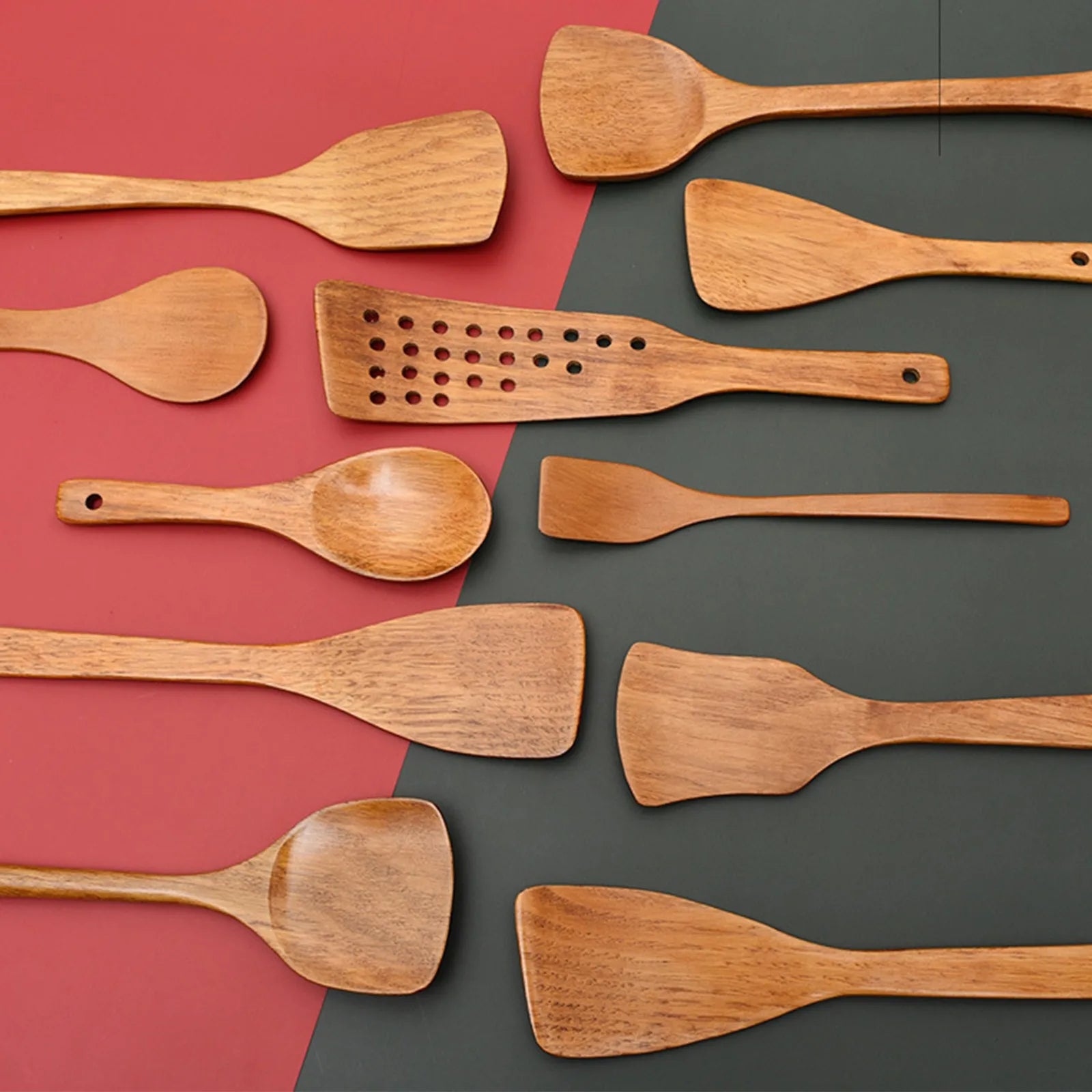 Ustensile de Cuisine en Bois – Cuillère ou Spatule Écologique, assortiment de spatules et cuillères en bois
