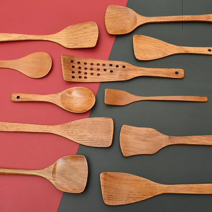 Ustensile de Cuisine en Bois – Cuillère ou Spatule Écologique, assortiment de spatules et cuillères en bois