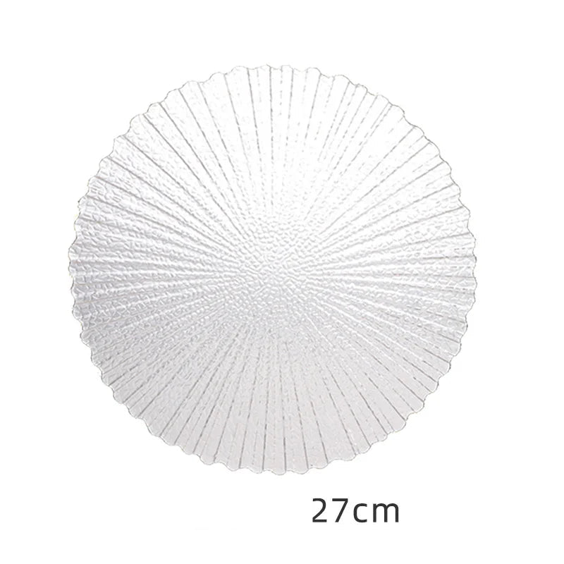 Assiette en verre transparente avec bordure dorée élégante de 27 cm pour une présentation raffinée des mets
