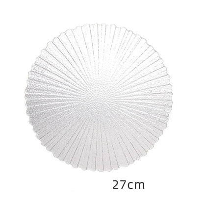 Assiette en verre transparente avec bordure dorée élégante de 27 cm pour une présentation raffinée des mets