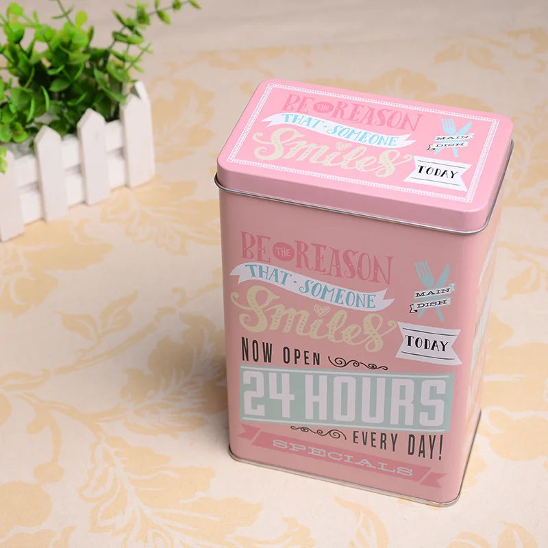 Boîte métal hermétique vintage – Café, bonbons et snacks. Boîte rose rétro décorative pour conserver café et friandises