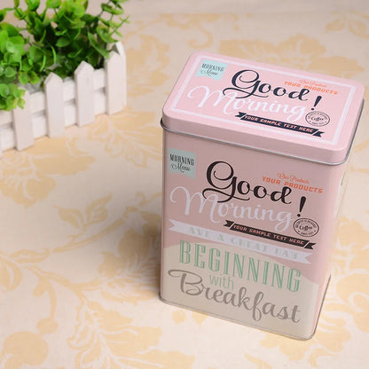 Boîte métal hermétique vintage – Café, bonbons et snacks. Boîte rectangulaire rose pastel pour conserver café et biscuits