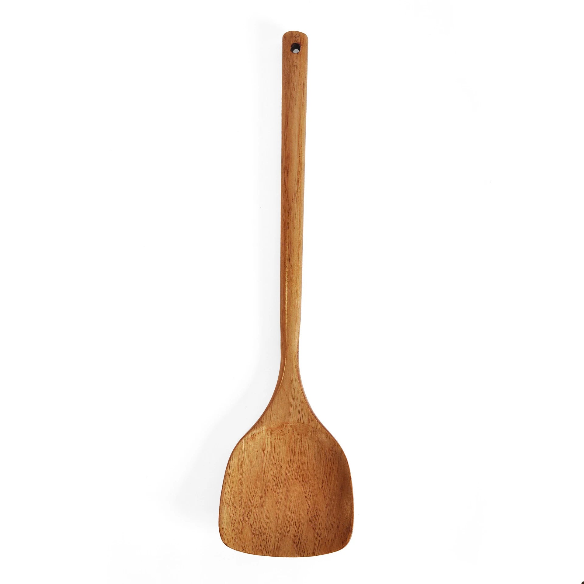 Spatule en Bois Long Manche – Ustensile de Cuisine Durable, spatule longue en bois naturel avec tête plate et poignée percée