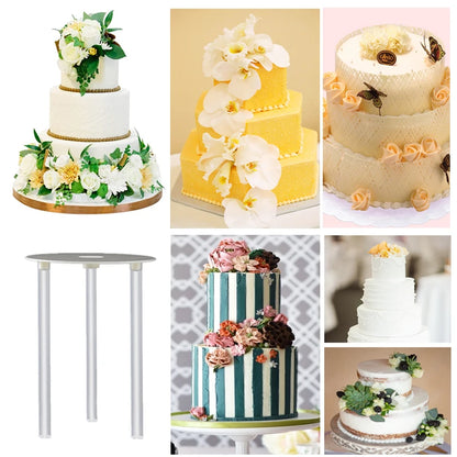 Supports à gâteaux multi-niveaux Ustensile de chef montrant table en métal et plusieurs gâteaux décorés pour mariage