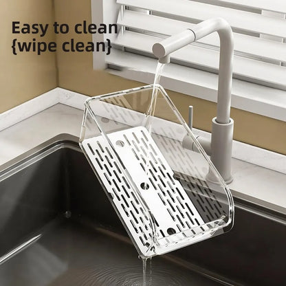 Bac de rangement pour réfrigérateur transparent 30 cm sous un robinet, facile à nettoyer