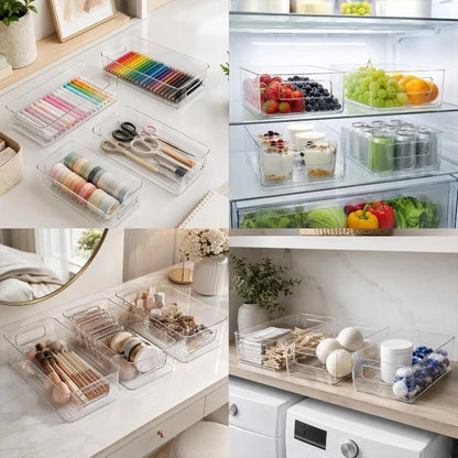 Bacs de Rangement Frigo Transparente – Lot de 2 ou 3 pour organiser aliments et fournitures avec style
