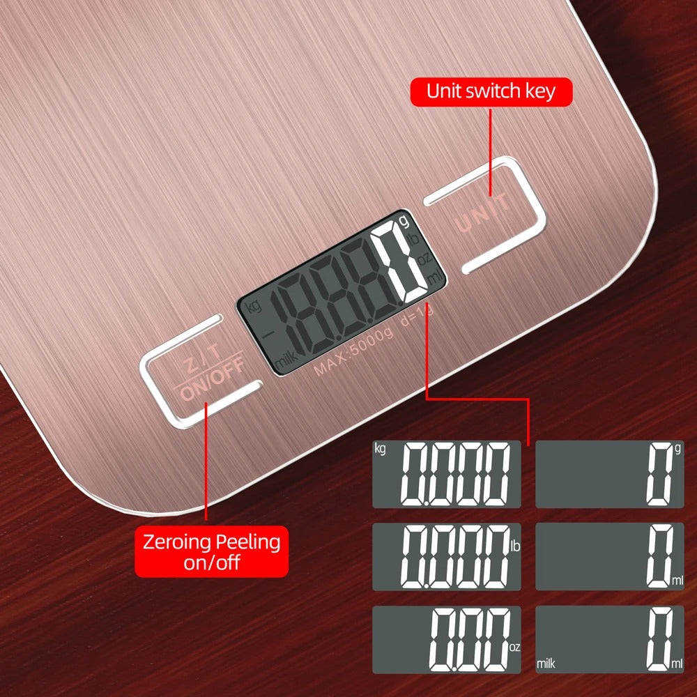 Balance de Cuisine Électronique 1 g – Balance Numérique avec Affichage LED et touches de contrôle claires
