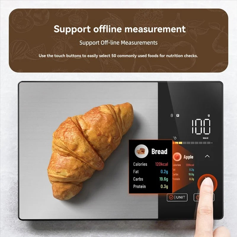 Balance de cuisine intelligente connectée avec application pour analyser vos aliments et mieux organiser vos repas