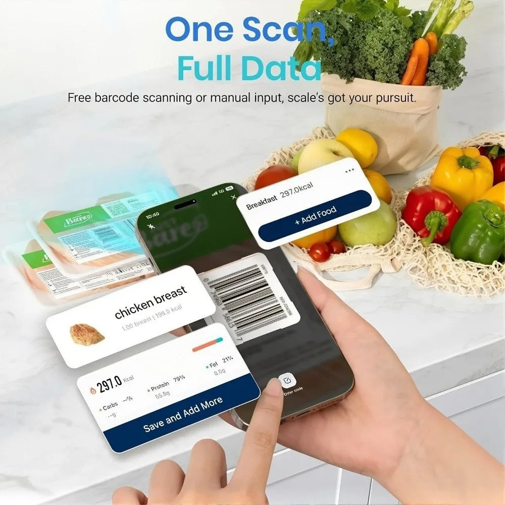 Balance de cuisine intelligente inox 304 avec application, offrant une précision pour une cuisine mieux organisée