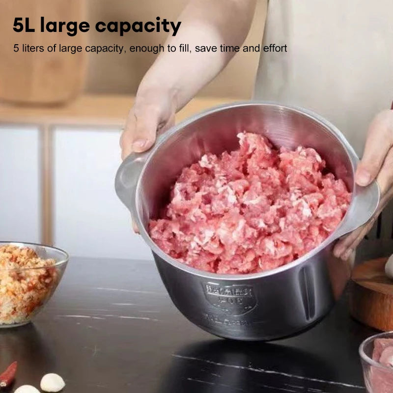 Hachoir Électrique Inox 5L – Blender Viande et Légumes avec 5 litres de capacité pour préparer rapidement vos recettes