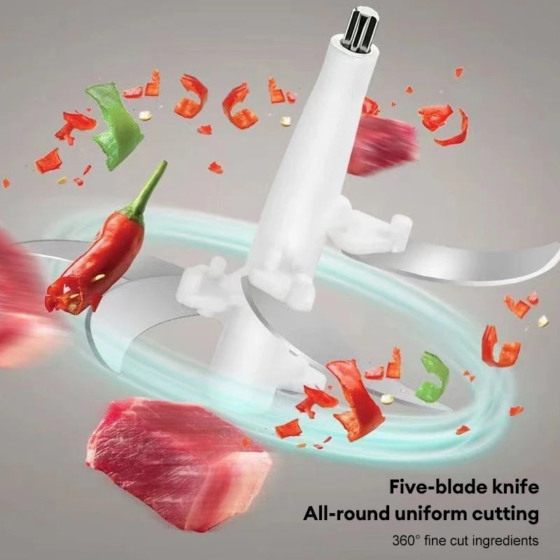 Hachoir Électrique Inox 5L – Blender Viande et Légumes avec cinq lames pour une coupe uniforme