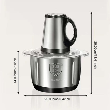 Hachoir Électrique Inox 5L – Blender Viande et Légumes avec un récipient en acier inoxydable