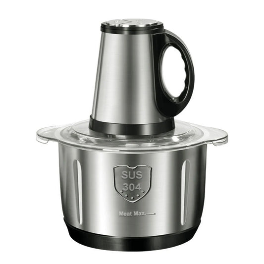 Hachoir Électrique Inox 5L – Blender Viande et Légumes avec bol en acier inoxydable et couvercle transparent