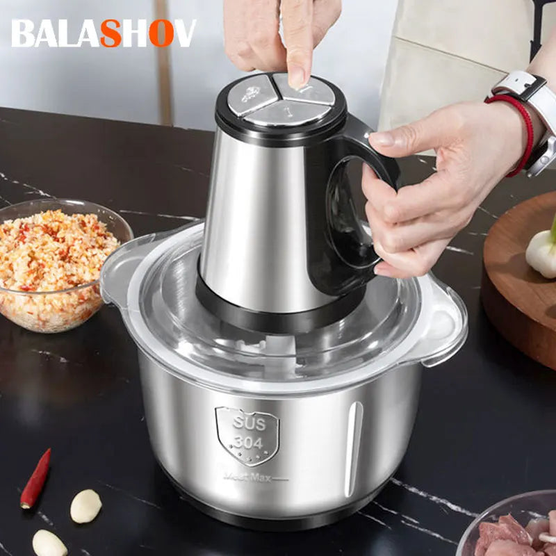 Hachoir Électrique Inox 5L – Blender Viande et Légumes avec un couvercle en acier inoxydable