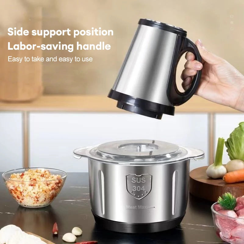 Hachoir Électrique Inox 5L – Blender Viande et Légumes avec un design ergonomique et une poignée antidérapante