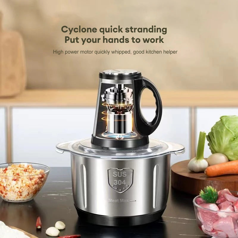 Hachoir Électrique Inox 5L – Blender Viande et Légumes avec réservoir en acier inoxydable et moteur puissant