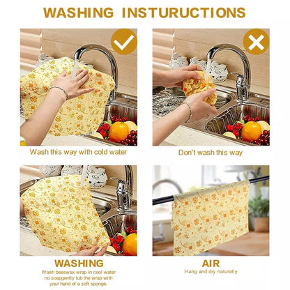 Guide de lavage pour Wraps Alimentaires Réutilisables – Cire d’Abeille lavage main à l'eau froide et séchage
