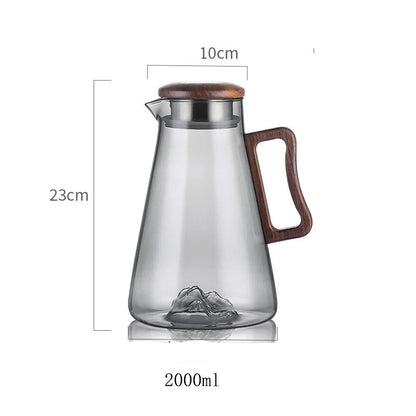 Carafe en Verre 2 L BenRussell Infuseur et Bouchon Filtrant avec un design élégant et une poignée en bois