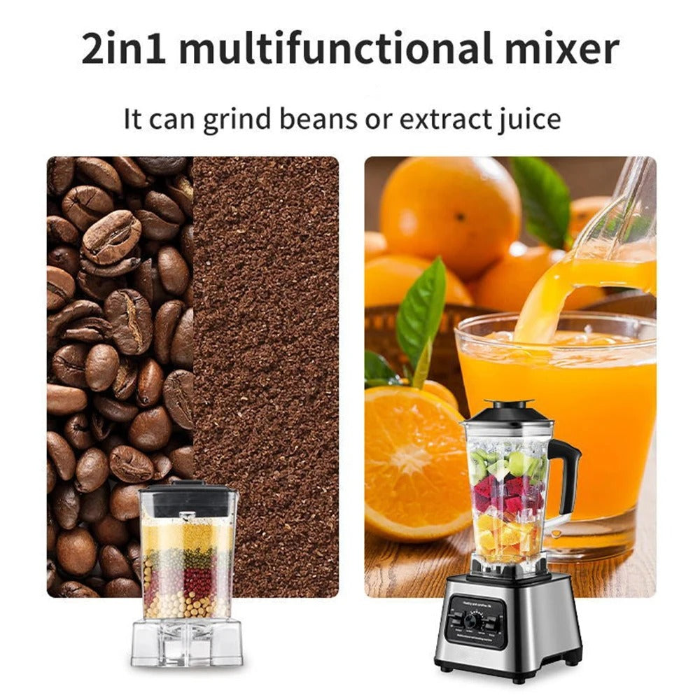 Blender haute capacité 2,5 L avec 9 vitesses et lames inox, idéal pour smoothies et jus de fruits