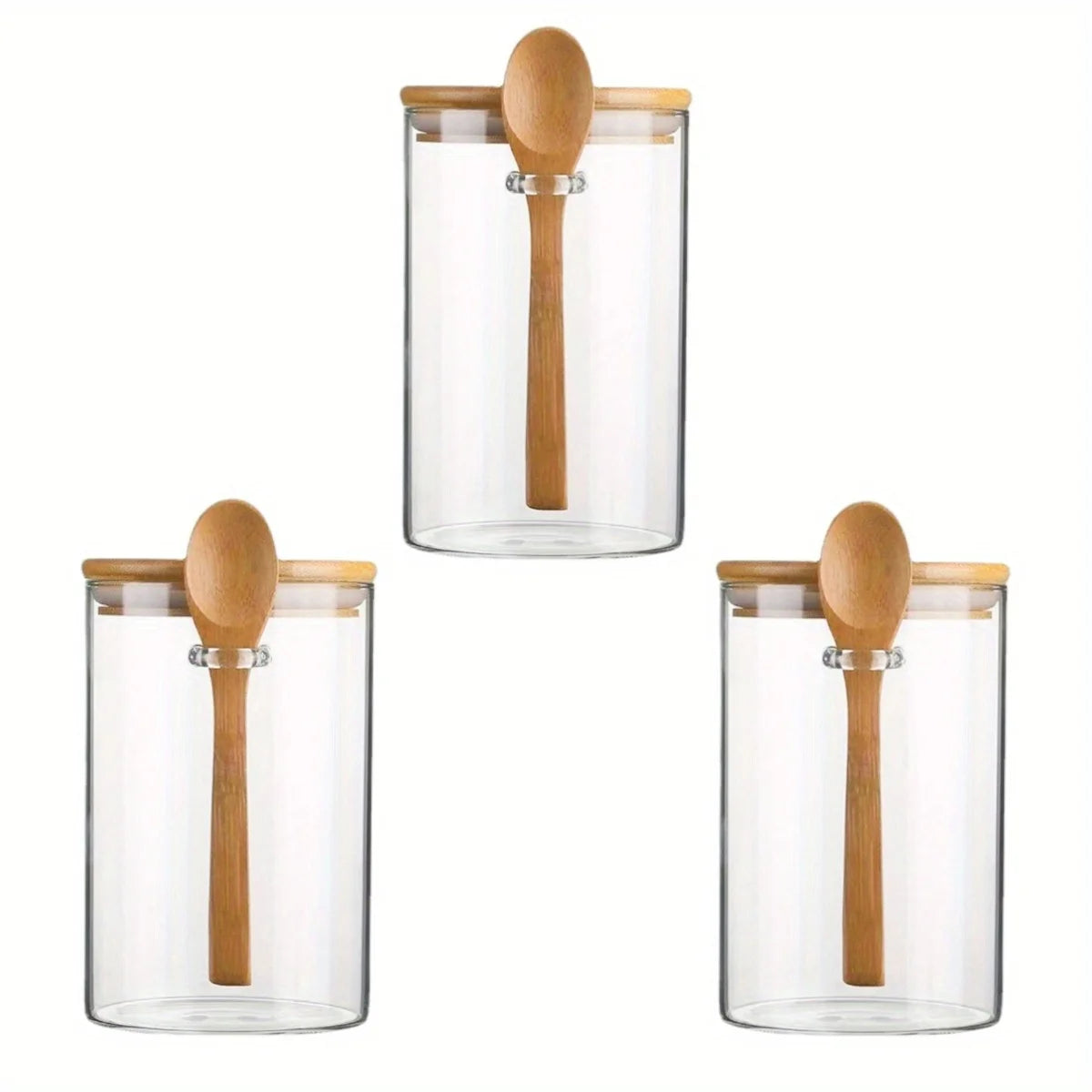 Ensemble de bocaux en verre avec cuillères en bois Bocaux en Verre Hermétiques Cuisine – Conservation Propre