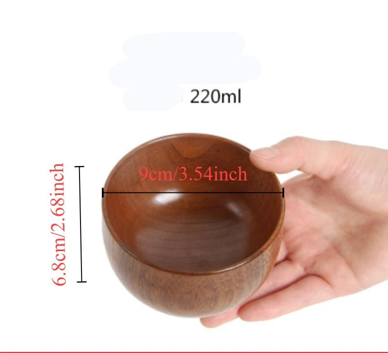Bol en Bois de Jujubier Massif Durable & Naturel de 220ml, idéal pour servir des plats ou des sauces