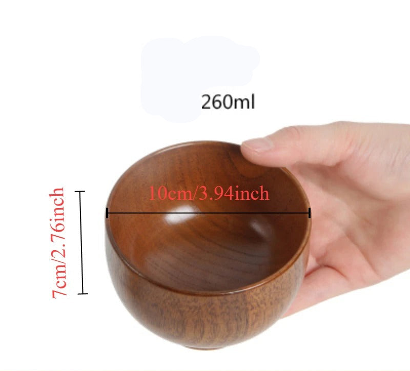 Bol en Bois de Jujubier Massif Durable & Naturel de 260 ml, parfait pour les repas quotidiens
