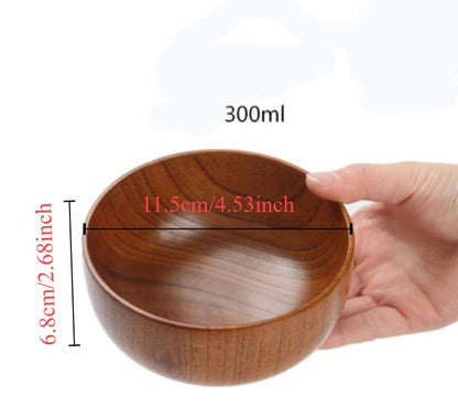 Bol en Bois de Jujubier Massif Durable & Naturel de 300ml avec une finition lisse, parfait pour les repas