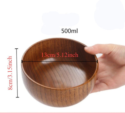 Bol en Bois de Jujubier Massif Durable & Naturel de 500ml, parfait pour les repas quotidiens