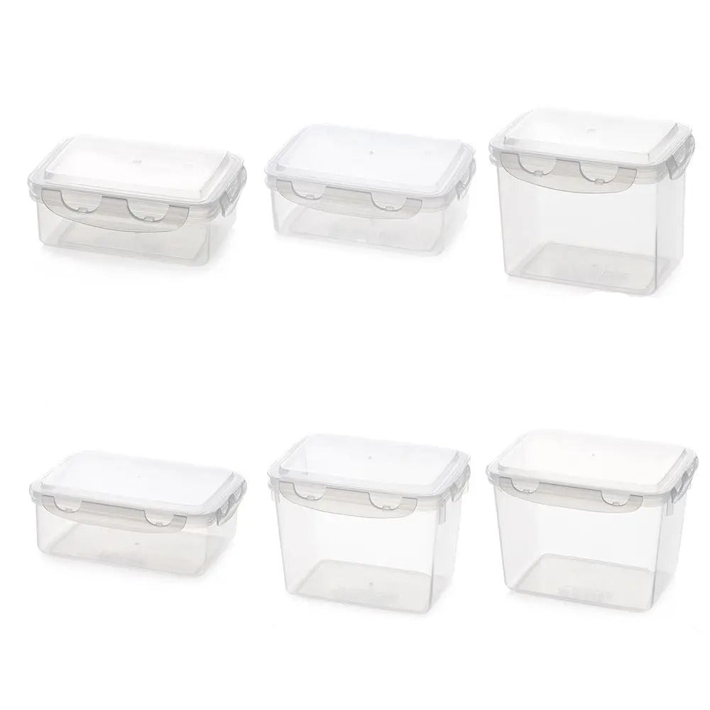 Boîte à Lunch Hermétique en Plastique – 300 ml à 2,35 L, ensemble de six récipients transparents avec couvercles